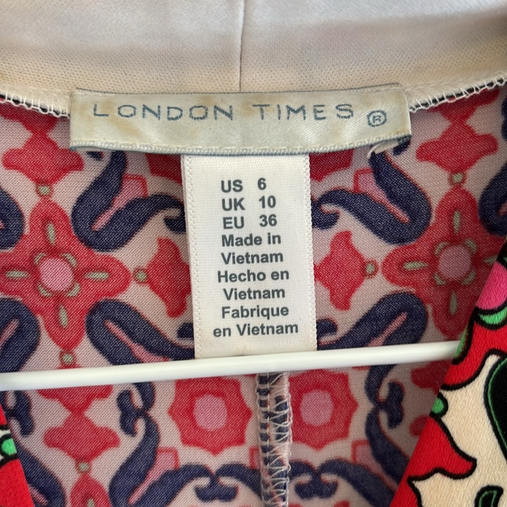 SOLD London Times sleeveless multicolored midi dress size 6 - Picture 4 of 4